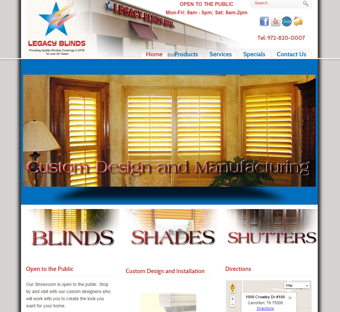 Legacy Blinds | Website Design