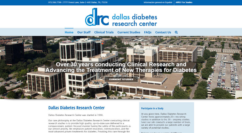 Dallas Diabetes Research Center | Website Design